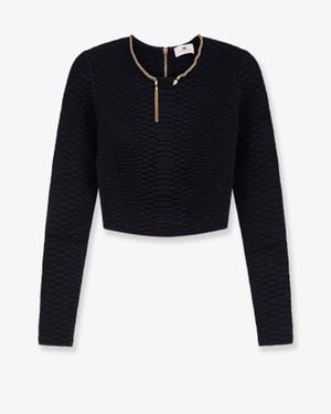 Elisabetta Franchi Tricot Sweater With Snake Choker - Blue