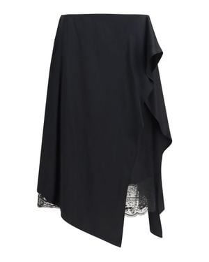 Acne Studios Layered Satin Skirt With Lace Details - Black