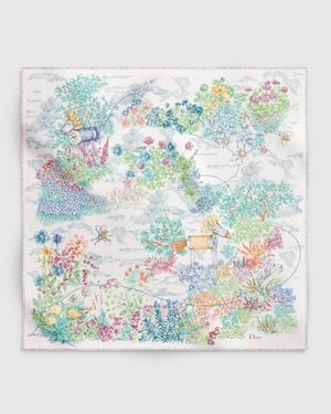 Dior Charming Garden 90" Silk Scarf - Green
