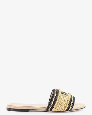 Dior Dior Dior Woven Dioriviera Technical Fabric And Crochet Raffia Sandals - Natural