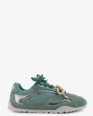 Pinko Yulia Suede Trainers With Nylon Inserts - Green