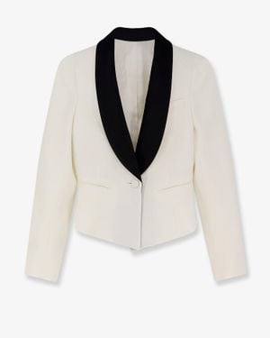 McQueen Wool Blazer With Satin Lapel - White