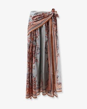 Zimmermann Aster Silk Midi Skirt With Paisley Print - White
