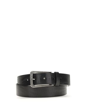 Brunello Cucinelli Carved Leather Belt With Shimmering Buckle - Black