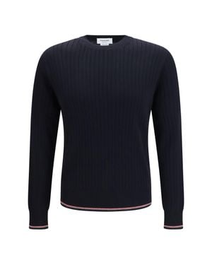 Thom Browne Crewneck Cotton Knit Sweater - Blue