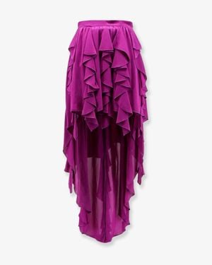 ACTUALEE Satin Ruffled Skirt - Pink