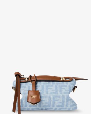 Fendi By The Way Soft Mini Ff Denim Handbag - White