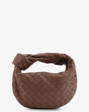 Bottega Veneta Mini Jodie Leather Handbag With Intrecciato Pattern - Brown