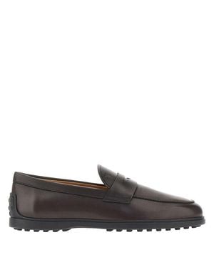 Tod's Leather Loafers With Gommini Sole - Black