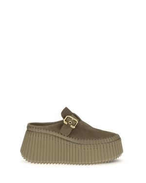 Chloé Chloé Nama Sabot Dusty Khaki Sandals - Green