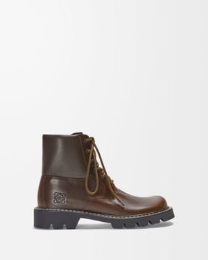 Loewe Sierra Combat Ankle Boots Dark Khaki - Brown