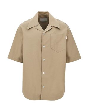 Ami Paris Cotton Gabardine Bowling Shirt - Natural