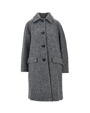 Weekend by Maxmara Tweed Coat With Scarf - Gray