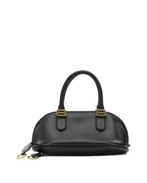 Balenciaga Mini Leather Bolero B Logo Zip Fastening Top Handle With Ring Detail - Black
