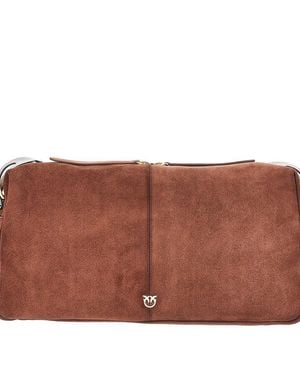 Pinko Suede Leather Large 'Keeper' Shoulder Bag - Brown