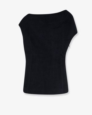 TOTEME Organic Cotton One-Shoulder Top - Black