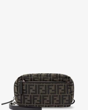 Fendi Ff Zucca Jacquard Fabric Clutch Bag - Black
