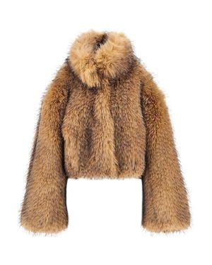 ROTATE BIRGER CHRISTENSEN Faux Fur Cropped Jacket - Brown
