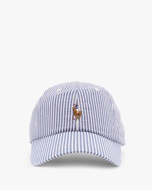 Polo Ralph Lauren Striped Cotton Blend Baseball Hat - White