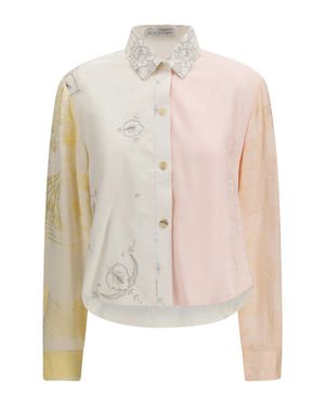 E.L.V. Denim Shirt Emilie Embroidered - White