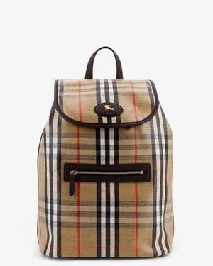 Burberry Highlands Coated Canvas Backpack With Front Logo - Natural
