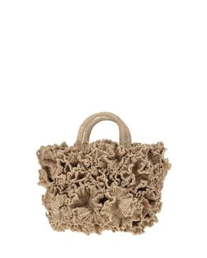 IBELIV Coral Raffia Handbag Tea - Metallic