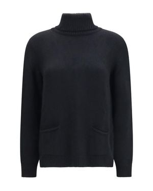 Ella High Neck Cashmere Sweater - Blue