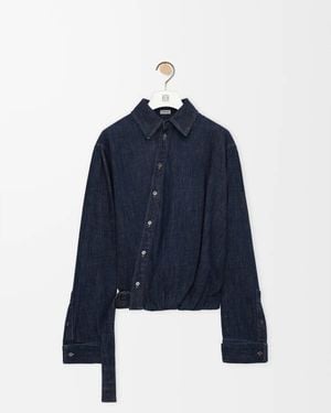 Loewe Draped Denim Skirt - Blue