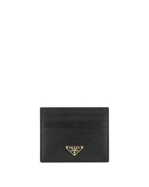 Prada Saffiano Leather Card Holders - Black