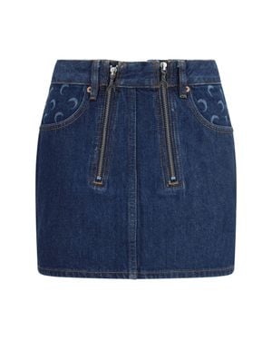 Marine Serre Zipped Mini Skirt - Blue
