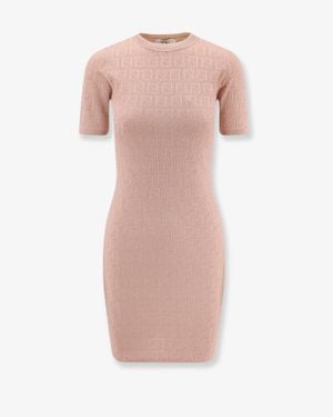 Fendi Ff Cotton And Viscose Dress - Pink