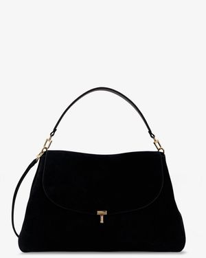 TOTEME Suede T-Lock Shoulder Bag - Black
