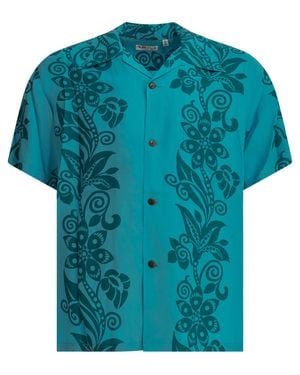Sun Surf "Pictograph Flower" Casual Shirt - Blue