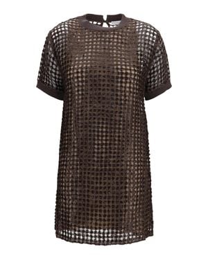 Brunello Cucinelli Sequin Mesh Mini Dress - Black