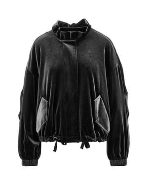 Emporio Armani Chenille Blouson Jacket With Gathered Neck - Black