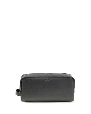 Saint Laurent Leather Beauty Case - Gray