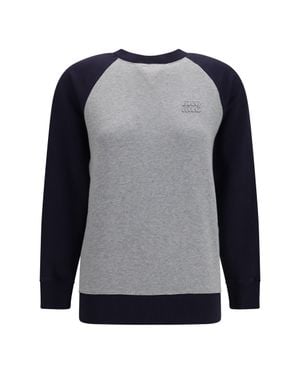 Miu Miu Crewneck Sweatshirt- Cotton Jumper - Blue