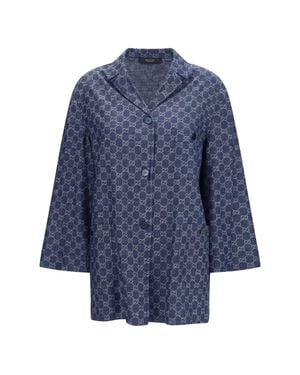 Gucci Gg Jacquard Cotton Jacket - Blue