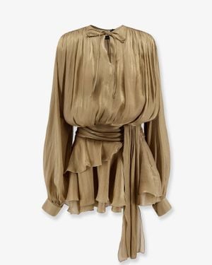 ACTUALEE Flounced Mini Dress - Natural