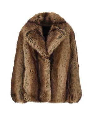 Pinko Faux Fur Overszed Jacket - Brown