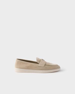 Prada Suede Leather Loafers - White