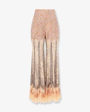 Zimmermann Valiant Paneled Flare Silk Pants - Natural