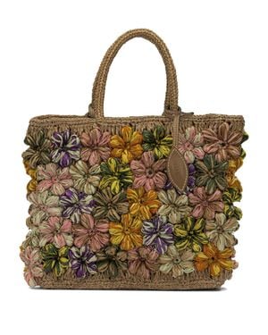 AFAR Flower Small Cognac Shoulder Bag - Brown