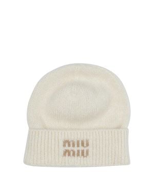 Miu Miu Mohair Beanie With Logo - White