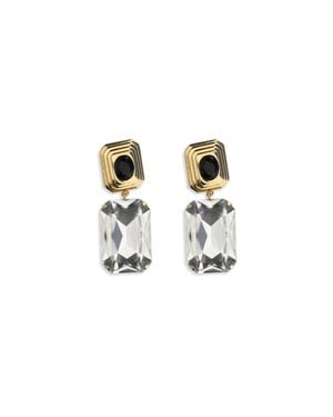 Alessandra Rich Crystal Drop Clip-On Earrings-Cry - White