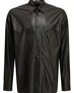 AURALEE Casual Leather Shirt - Black