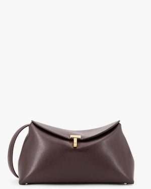 TOTEME T-Lock Clutch Leather Crossbody Bag - Brown