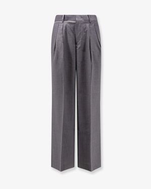 Tonywack Wool Blend Trousers With Striped Motif - Grey