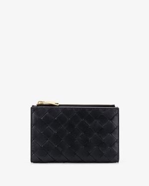 Bottega Veneta Leather Wallet With Intrecciato Pattern - Black