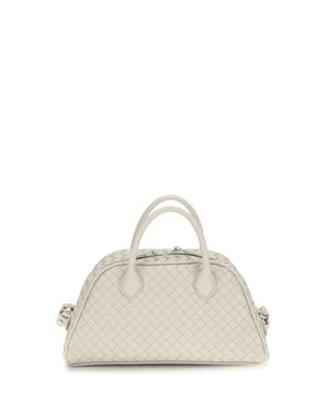 Bottega Veneta Intrecciato Leather Shoulder Bag Silica - White